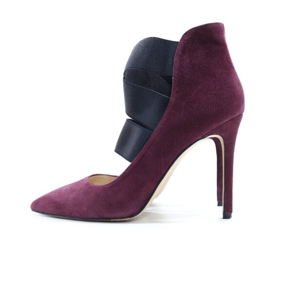 Vince Camuto Nigel Plum Suede Leather Elastic Strap 4" Stiletto Heel Pumps - 9.5 - Picture 1 of 7